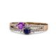 3 - Zaira Amethyst and Blue Sapphire with Side Diamonds Split Shank Ring 