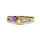 3 - Zaira Amethyst and Yellow Sapphire with Side Diamonds Split Shank Ring 