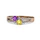 3 - Zaira Amethyst and Yellow Sapphire with Side Diamonds Split Shank Ring 
