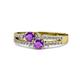 3 - Zaira Amethyst with Side Diamonds Split Shank Ring 
