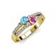 1 - Zaira Blue Topaz and Pink Sapphire with Side Diamonds Split Shank Ring 