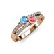 1 - Zaira Blue Topaz and Pink Tourmaline with Side Diamonds Split Shank Ring 