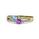 3 - Zaira Blue Topaz and Amethyst with Side Diamonds Split Shank Ring 