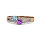 3 - Zaira Blue Topaz and Amethyst with Side Diamonds Split Shank Ring 