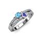 1 - Zaira Blue Topaz and Tanzanite with Side Diamonds Split Shank Ring 