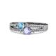 3 - Zaira Blue Topaz and Tanzanite with Side Diamonds Split Shank Ring 