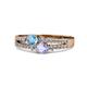 3 - Zaira Blue Topaz and Tanzanite with Side Diamonds Split Shank Ring 