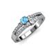 1 - Zaira Blue Topaz and Diamond with Side Diamonds Split Shank Ring 