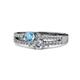 3 - Zaira Blue Topaz and Diamond with Side Diamonds Split Shank Ring 