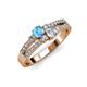 1 - Zaira Blue Topaz and Diamond with Side Diamonds Split Shank Ring 