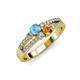 1 - Zaira Blue Topaz and Citrine with Side Diamonds Split Shank Ring 