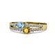 3 - Zaira Blue Topaz and Citrine with Side Diamonds Split Shank Ring 