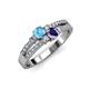 1 - Zaira Blue Topaz and Iolite with Side Diamonds Split Shank Ring 