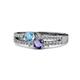 4 - Zaira Blue Topaz and Iolite with Side Diamonds Split Shank Ring 