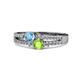 1 - Zaira Blue Topaz and Peridot with Side Diamonds Split Shank Ring 