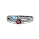 3 - Zaira Blue Topaz and Ruby with Side Diamonds Split Shank Ring 