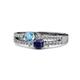 3 - Zaira Blue Topaz and Blue Sapphire with Side Diamonds Split Shank Ring 