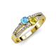 1 - Zaira Blue Topaz and Yellow Sapphire with Side Diamonds Split Shank Ring 
