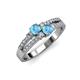 1 - Zaira Blue Topaz with Side Diamonds Split Shank Ring 