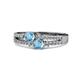 3 - Zaira Blue Topaz with Side Diamonds Split Shank Ring 