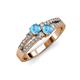 1 - Zaira Blue Topaz with Side Diamonds Split Shank Ring 