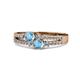 3 - Zaira Blue Topaz with Side Diamonds Split Shank Ring 