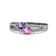 3 - Zaira Iolite and Pink Sapphire with Side Diamonds Split Shank Ring 