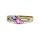 3 - Zaira Iolite and Pink Sapphire with Side Diamonds Split Shank Ring 
