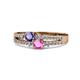 3 - Zaira Iolite and Pink Sapphire with Side Diamonds Split Shank Ring 