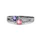 3 - Zaira Iolite and Pink Tourmaline with Side Diamonds Split Shank Ring 