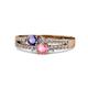 3 - Zaira Iolite and Pink Tourmaline with Side Diamonds Split Shank Ring 