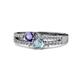 3 - Zaira Iolite and Aquamarine with Side Diamonds Split Shank Ring 