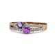 3 - Zaira Iolite and Amethyst with Side Diamonds Split Shank Ring 