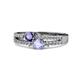 3 - Zaira Iolite and Tanzanite with Side Diamonds Split Shank Ring 