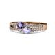 3 - Zaira Iolite and Tanzanite with Side Diamonds Split Shank Ring 