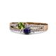3 - Zaira Peridot and Blue Sapphire with Side Diamonds Split Shank Ring 