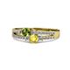 3 - Zaira Peridot and Yellow Sapphire with Side Diamonds Split Shank Ring 