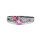 3 - Zaira Rhodolite Garnet and Pink Sapphire with Side Diamonds Split Shank Ring 