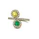 3 - Kevia Yellow Diamond and Emerald with Side Diamonds Bypass Ring 