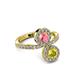 3 - Kevia Yellow Diamond and Pink Tourmaline with Side Diamonds Bypass Ring 