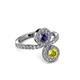 3 - Kevia Yellow Diamond and Iolite with Side Diamonds Bypass Ring 