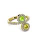 3 - Kevia Yellow Diamond and Peridot with Side Diamonds Bypass Ring 