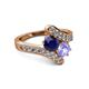 2 - Eleni Blue Sapphire and Tanzanite with Side Diamonds Bypass Ring 