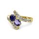 1 - Eleni Blue Sapphire and Iolite with Side Diamonds Bypass Ring 