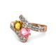 1 - Eleni Citrine and Pink Tourmaline with Side Diamonds Bypass Ring 