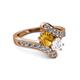 2 - Eleni Citrine and White Sapphire with Side Diamonds Bypass Ring 