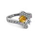 2 - Eleni Citrine and Diamond with Side Diamonds Bypass Ring 