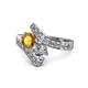 1 - Eleni Citrine and Diamond with Side Diamonds Bypass Ring 