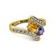 2 - Eleni Citrine and Iolite with Side Diamonds Bypass Ring 
