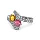 1 - Eleni Citrine and Rhodolite Garnet with Side Diamonds Bypass Ring 